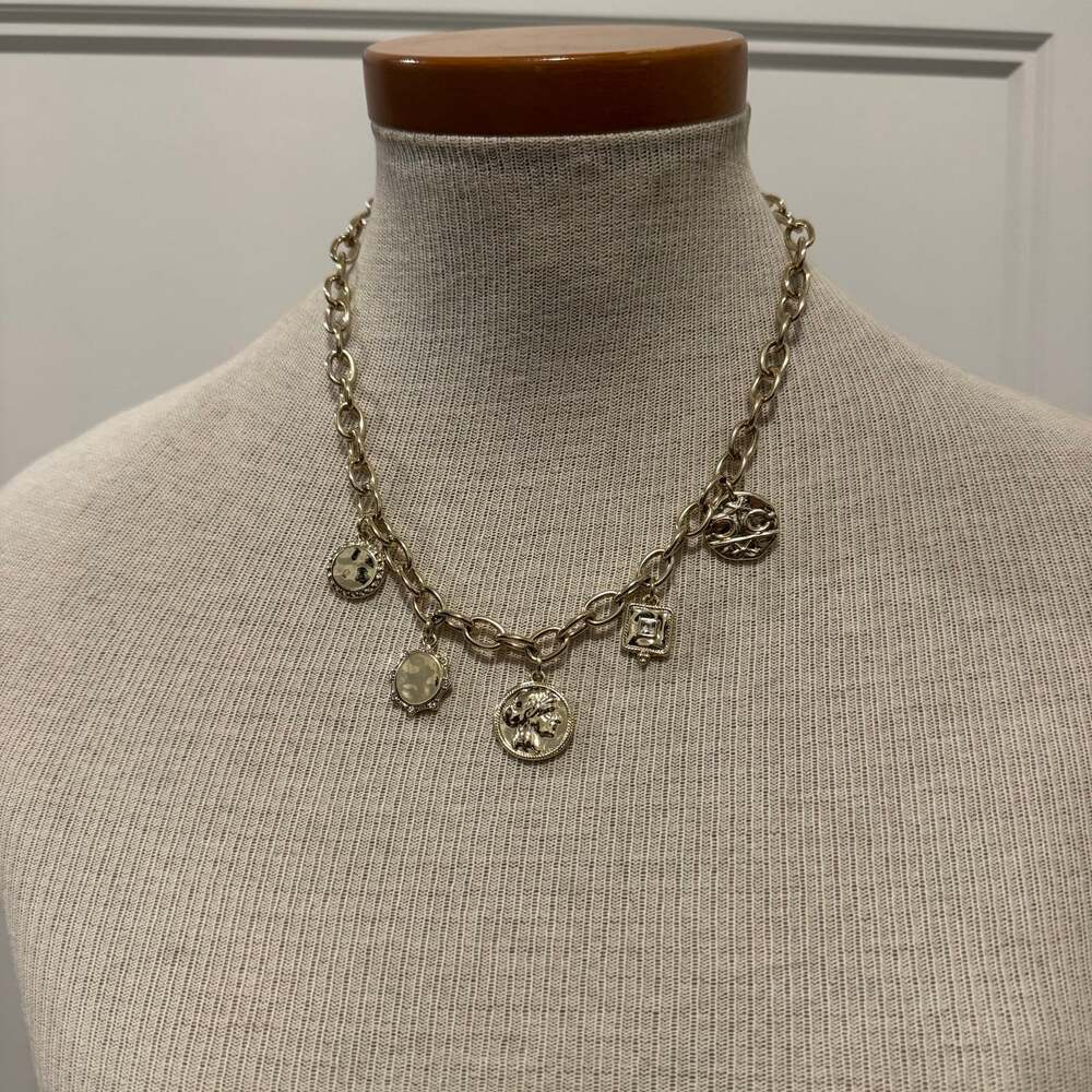 J.Crew Gold Medallion Gold Pendant Statement necklace
